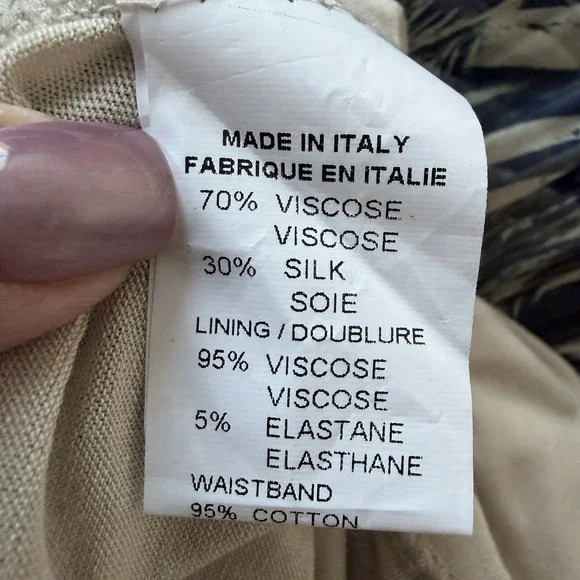 Bellambra Italy Womens Silk Blend Palazzo Pants Size L Wide Leg Resort Boho - Picture 13 of 15